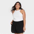 Women's Plus Size Ribbed Slim Fit Tank Top - Ava & Viv White