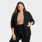 Women's Plus Size Drapey Twill Blazer - A New Day Black