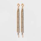 Mixed Tassel Chain Linear Earrings - Universal Thread Gold