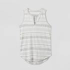 Women's Striped Linen Tank Top - A New Day Gray M, Women's,