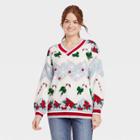 33 Degrees Women's Holiday Candy Cane Graphic Pullover Sweater -