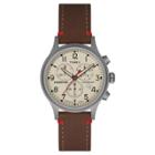 Men's Timex Expedition Scout Chronograph Watch With Leather Strap - Silver/brown Tw4b04300jt