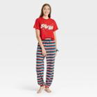 Mighty Fine Women's Merry Striped 3pc Scrunchie And Pajama Set - Green/red