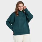 Women's Plus Size Mock Turtleneck Cozy Quarter Zip Pullover Sweater - Universal Thread Teal