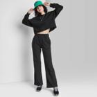 Women's High-rise Wide Leg French Terry Sweatpants - Wild Fable Black Xxs