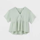 Women's Short Sleeve Wrap Front Top - A New Day Mint M, Women's, Size: