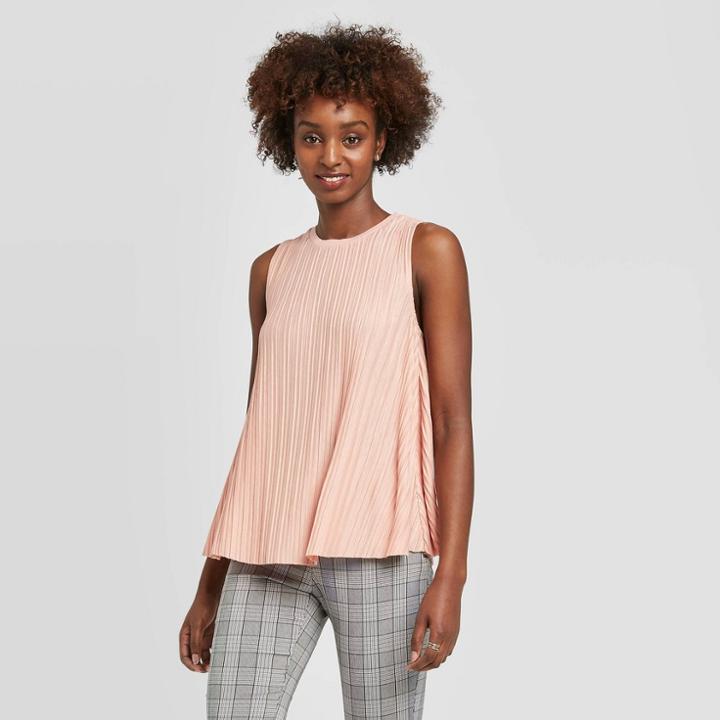 Women's Crewneck Swing Tank Top - A New Day Pink