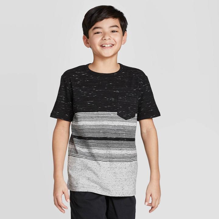 Boys' Stripe T-shirt - Cat & Jack Black/gray