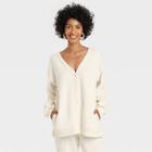 Women's All Day Fleece Button-front Cardigan - A New Day Cream