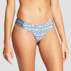Women's Striped Strappy Hipster Bikini Bottom - Mossimo Blue Steel/white