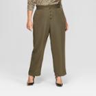 Women's Plus Size Relaxed Button Front Ankle Trouser - Who What Wear Olive (green)