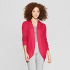 Women's Long Sleeve Cocoon Cardigan - A New Day Dark Pink