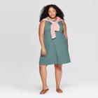 Women's Plus Size Sleeveless Crewneck T-shirt Dress - Universal Thread Teal (blue)