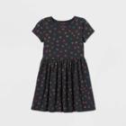 Girls' Short Sleeve Hearts Knit Dress - Cat & Jack Charcoal
