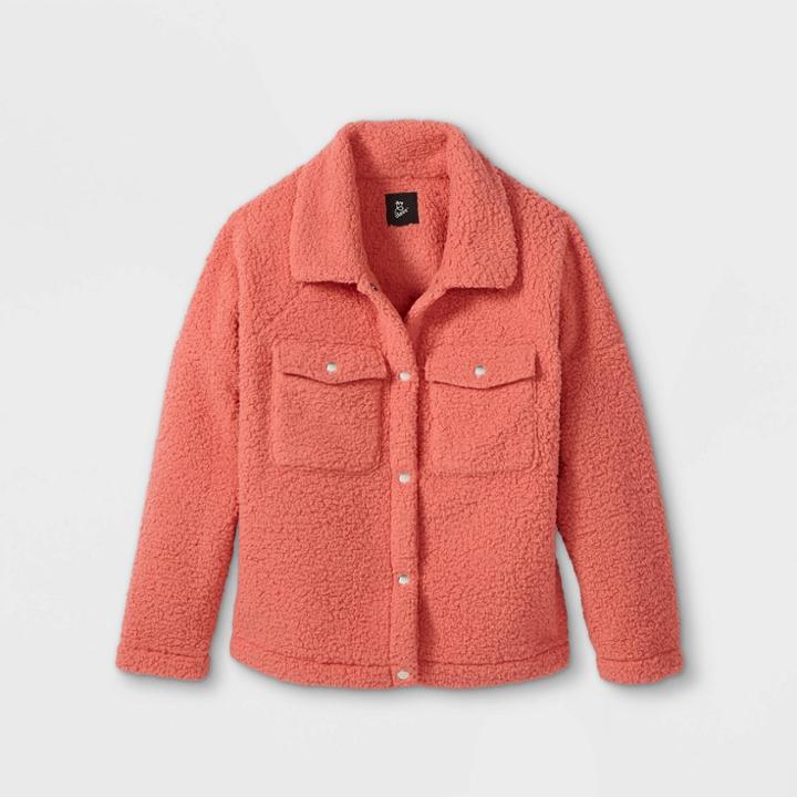 Girls' Sherpa Jacket - Art Class Coral