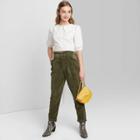 Women's Elbow Sleeve Round Neck Collared Button Front Top - Wild Fable Ivory Xs, Women's, White