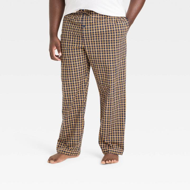 Men's Big & Tall Plaid Poplin Pajama Pants - Goodfellow & Co Blue