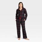 Women's Perfectly Cozy Flannel Pajama Set - Stars Above Black