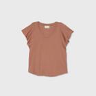 Women's Flutter Short Sleeve Scoop Neck T-shirt - Universal Thread Brown