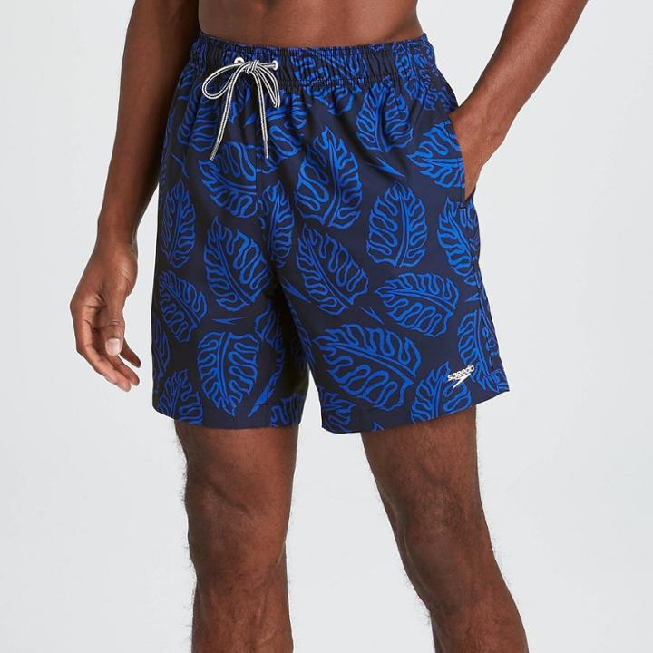 Speedo Men's 8 Floral Print Palm Volley Swim Shorts - Navy