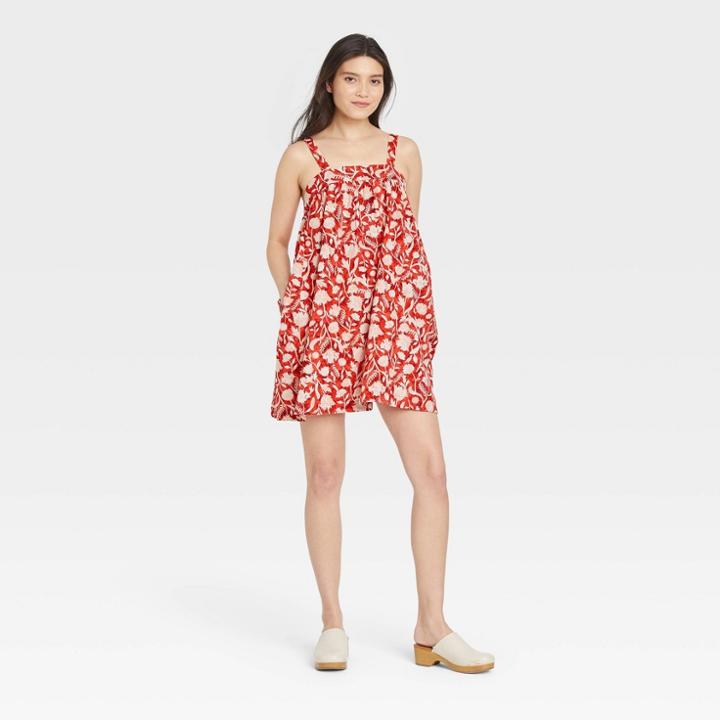 Women's Sleeveless Shift Dress - Universal Thread Red Floral
