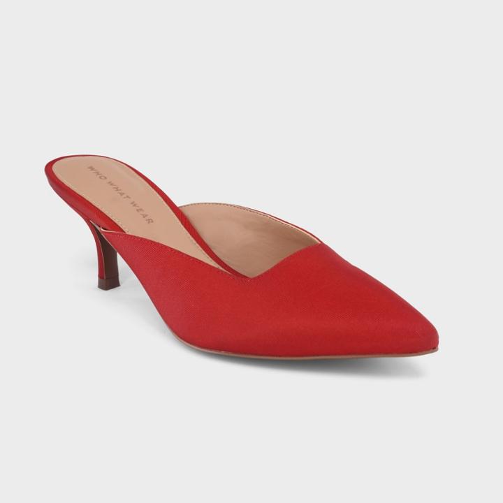 Women's Coco Grograin Kitten Heeled Mules - Who What Wear Red