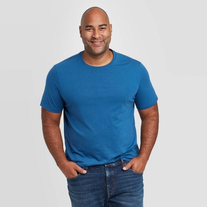 Men's Tall Standard Fit Crew Neck T-shirt - Goodfellow & Co Dark Blue