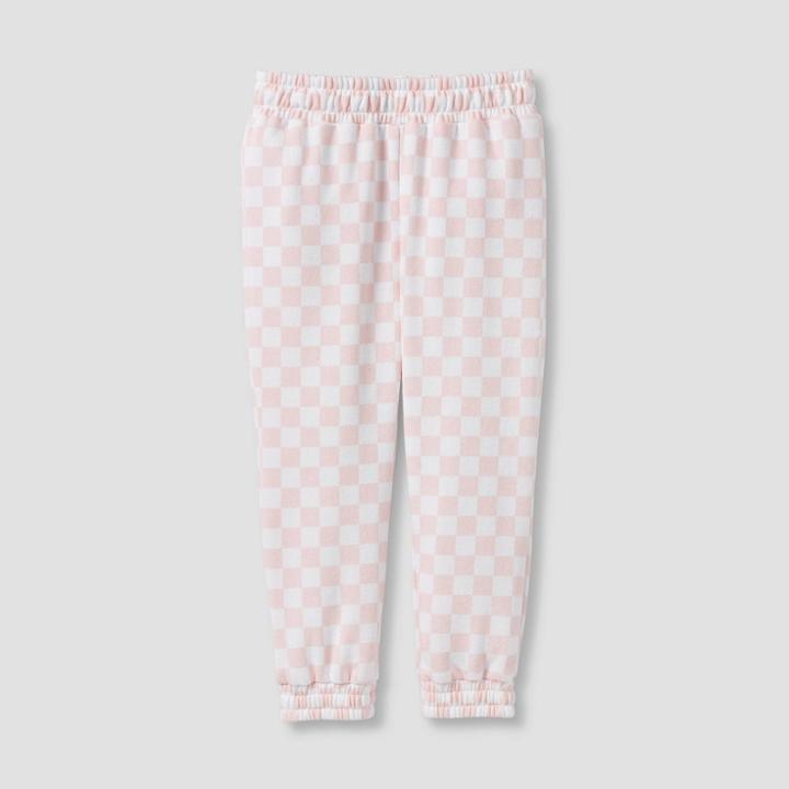 Grayson Mini Toddler Girls' Checkered Fleece Jogger Pants - Pink
