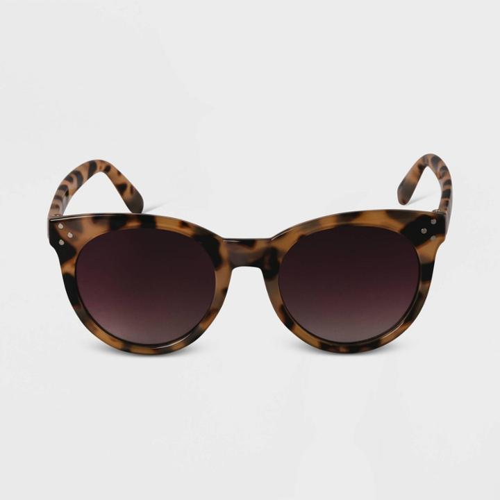 Women's Tortoise Shell Plastic Round Sunglasses - A New Day Tan