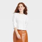 Women's Long Sleeve Boxy T-shirt - A New Day White
