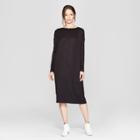 Women's Long Sleeve Deep Tuck Knit Dress - Prologue Black
