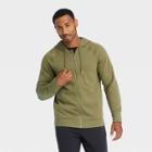 Men's Cotton Fleece Full Zip Hoodie - All In Motion Olive