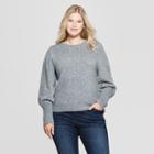 Women's Plus Size Pleat Sleeve Pullover Sweater - A New Day Heather Gray