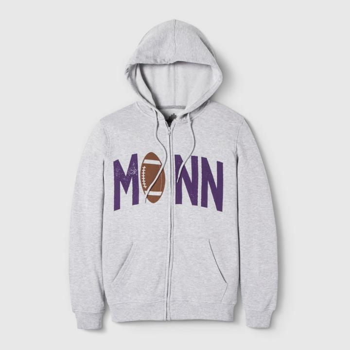 Adult Minn Pigskin Hooded Sweatshirt - Awake Heather Gray S, Adult Unisex