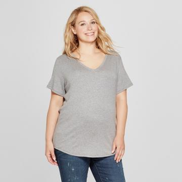 Maternity Plus Size Short Sleeve V-neck T-shirt - Isabel Maternity By Ingrid & Isabel Medium Gray Heather