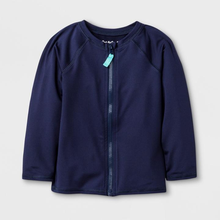 Toddler Boys' Long Sleeve Zip Rash Guard - Cat & Jack Navy 5t, Boy's, Blue