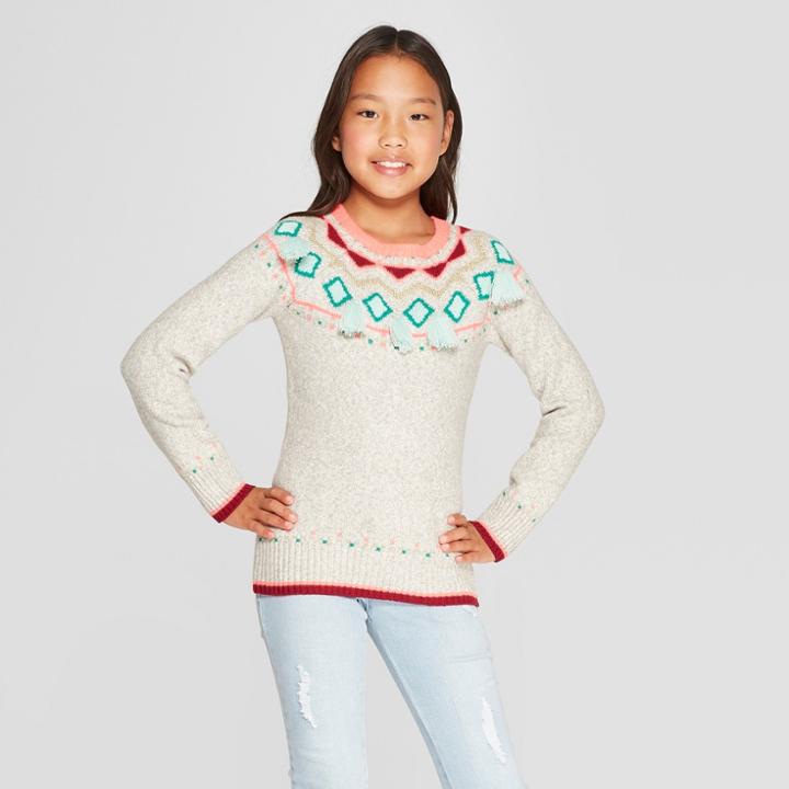 Girls' Fair Isle Sweater - Cat & Jack Gray