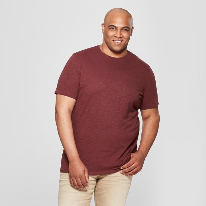 Men's Big & Tall Short Sleeve Pocket Crew Neck T-shirt - Goodfellow & Co Berry Cobbler