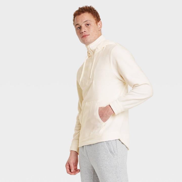 Men's Fleece Pullover Sweatshirt - All In Motion Cream