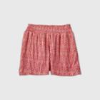 Women's Chevron Print Mid-rise Smocked Waist Shorts - Knox Rose Red
