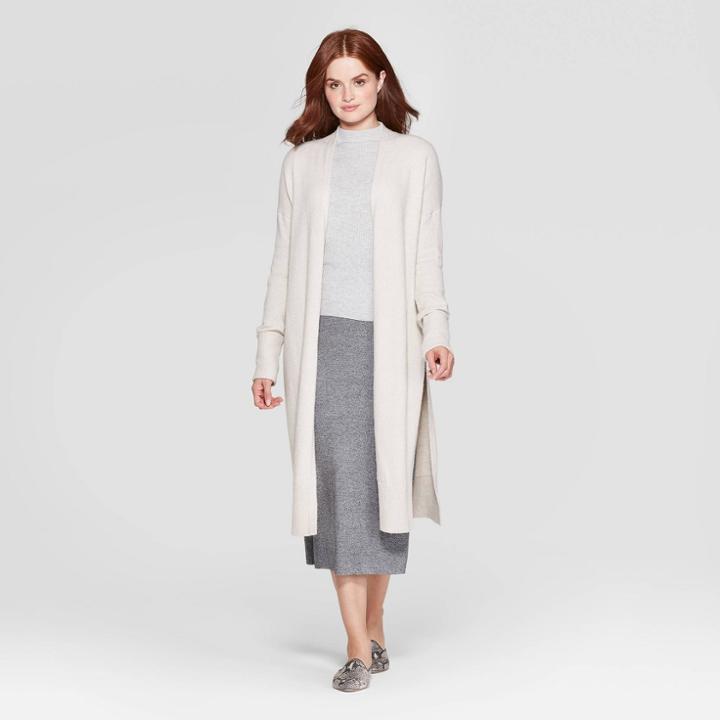 Women's Open-front Long Sleeve Cardigan - Prologue Cream