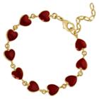 Target Ellen 18k Gold Overlay Enamel Children's Heart Link Bracelet - Red, Girl's, Gold/red