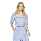 Women's Striped Off The Shoulder Short Sleeve Bardot Top - Navy/white L - Vineyard Vines For Target, Blue