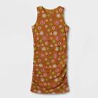Girls' High Neck Mesh Dress - Art Class Brown Floral