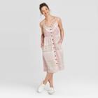 Women's Plaid Sleeveless Button-front Sun Dress - Universal Thread Pink