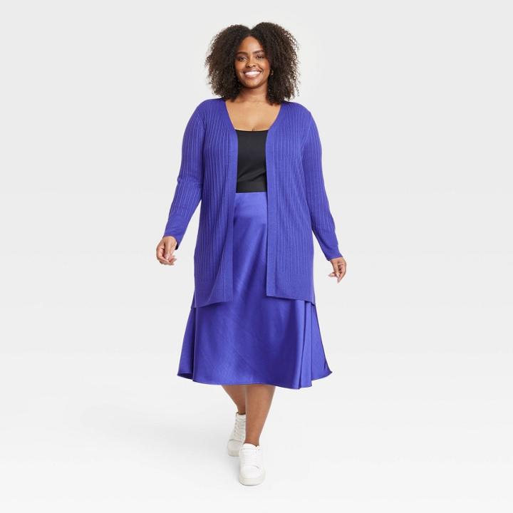 Women's Spring Open Layering Duster Sweater - Ava & Viv Blue