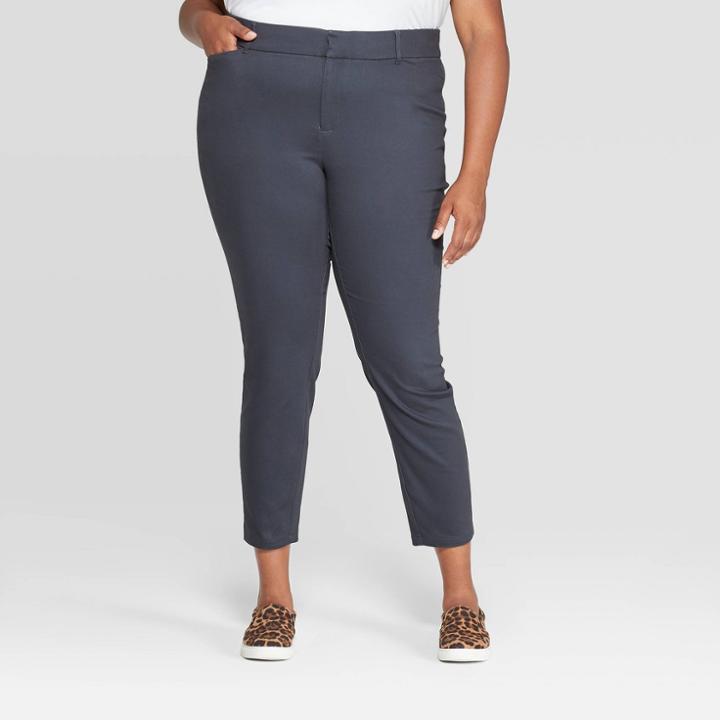 Women's Plus Size Skinny Chino Pants - Ava & Viv Dark Gray