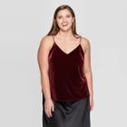 Women's Plus Size V-neck Velour Fashion Cami - A New Day Burgundy 1x, Women's,