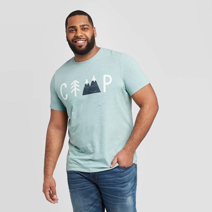 Men's Tall Camp Print Standard Fit Short Sleeve Crew Neck T-shirt - Goodfellow & Co Green
