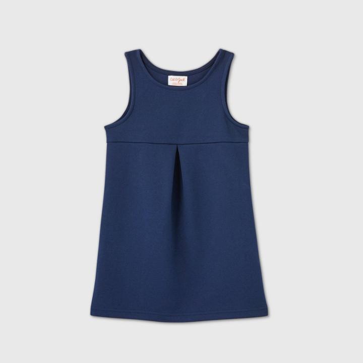 Toddler Girls' Stretch Sleeveless Uniform Knit Jumpsuit - Cat & Jack Navy